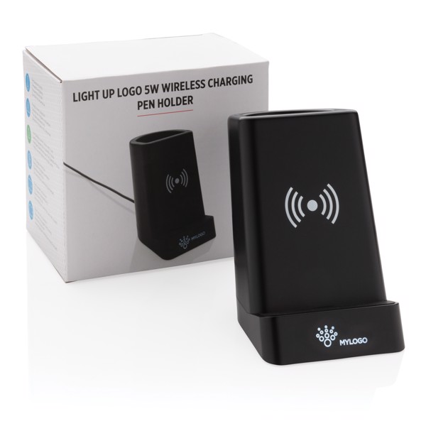 XD - Light up logo 5W wireless charging pen holder