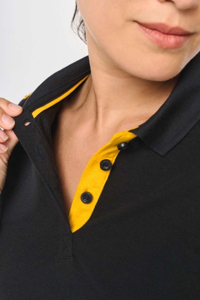 Ladies' Short-Sleeved Contrasting Daytoday Polo Shirt - White / Navy / 2XL