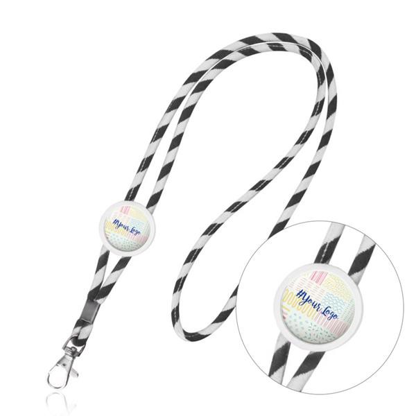 Lanyard Tubular Em Terylene Com Ajuste E Mosquetão - Preto / U
