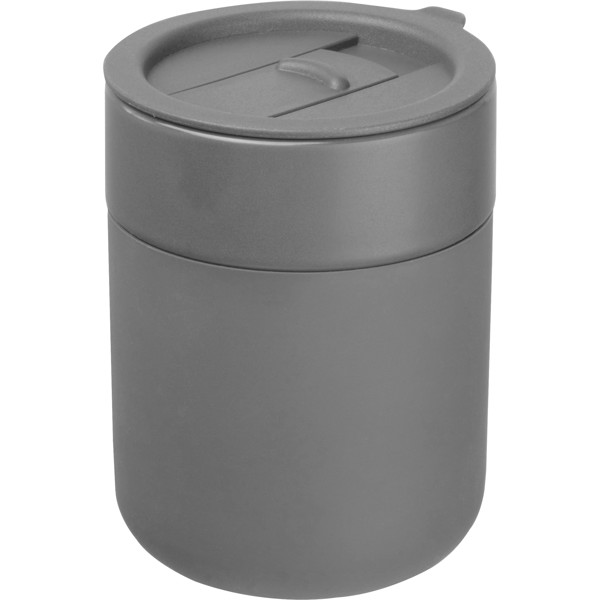 Ceramic drinking cup with silicone sleeve, 340ml ALBERT - Silvergrey