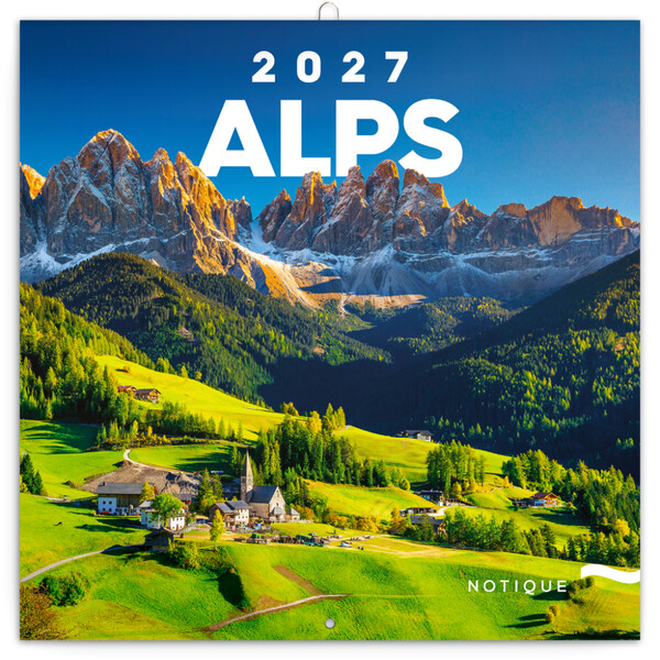 Notique Poznámkový Kalendář Alpy 2027, 30 x 30 cm - Východní
