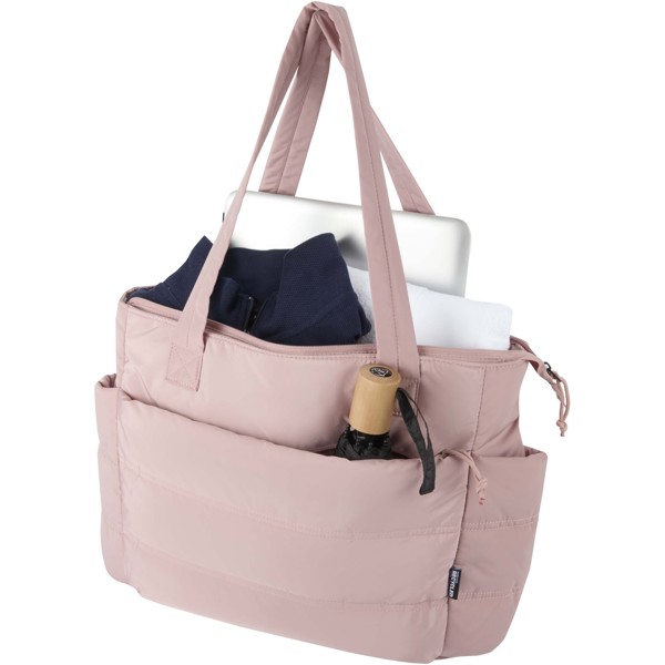 Tote bag per portatile da 15,6" in materiale riciclato certificato GRS Puffer - 18L - Rosa polveroso