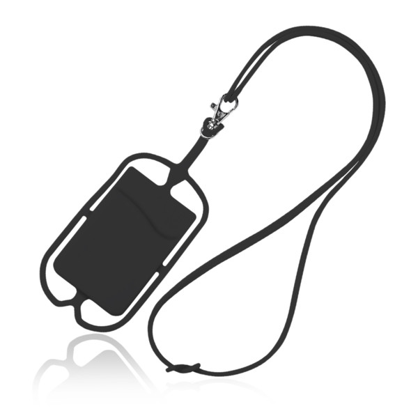 Lanyard Em Silicone, Com Porta Cartões - Preto / U