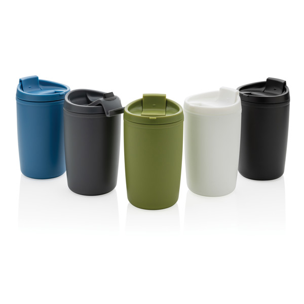 GRS Recycled PP tumbler with flip lid - White