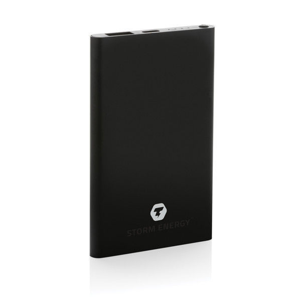 Powerbanka 4000mAh s USB C z RCS recykl. plastu a hliníka - Čierna