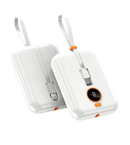 Powerbank with cable 10000mAh - WHITE