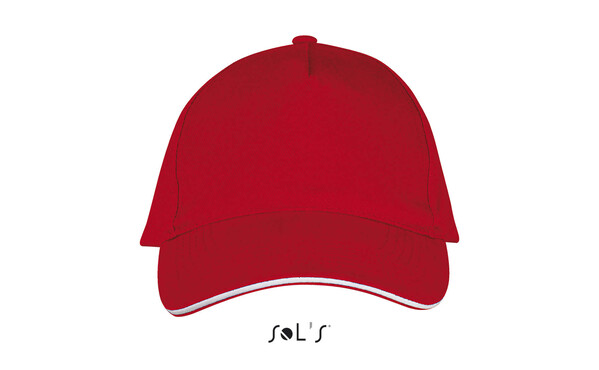 LONG BEACH FIVE PANEL CAP - Red / WhiteM