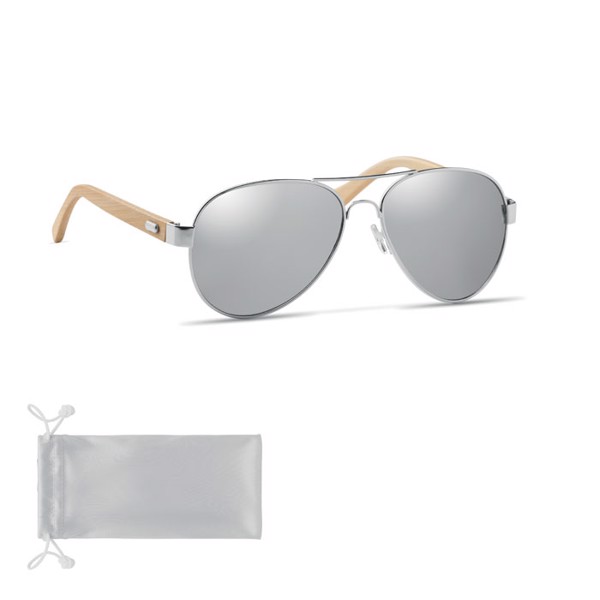 Bamboo sunglasses in pouch Honiara - Shiny Silver