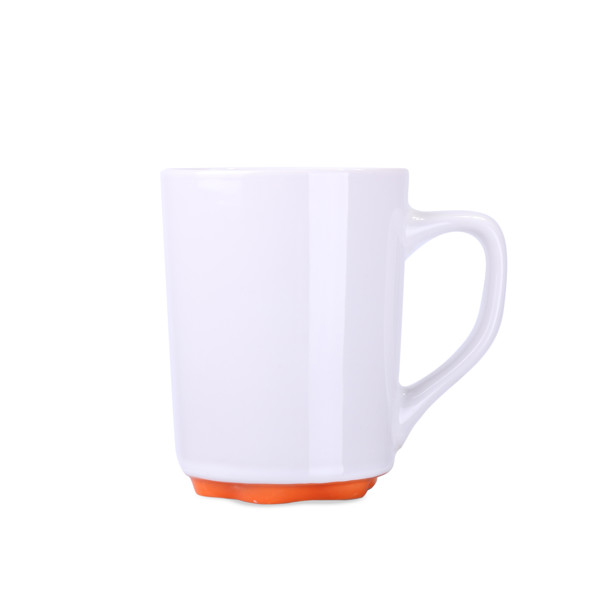 Keramična skodelica v barvi slonovine, 310 g, premer 80 mm - Bela / oranžna / 103 ml