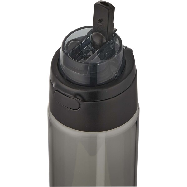 Theron 700 ml RCS recycled plastic water bottle with dual function lid and flip straw - Black