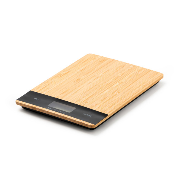 Báscula de cocina digital personalizada con carcasa de bambú 5 kg