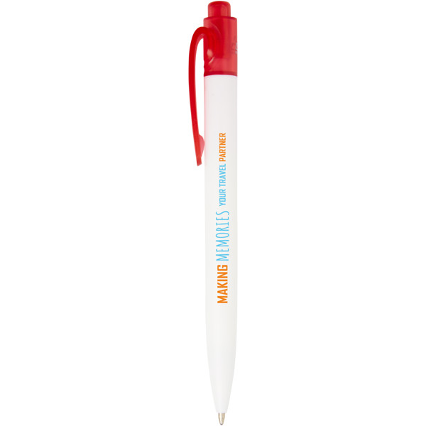 Esferográfica de plástico do oceano Thalaasa (tinta preta) - Vermelho transparente / Branco
