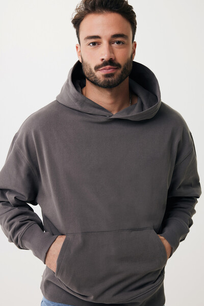 Mikina s kapucí Iqoniq Yoho relaxed fit z recykl. bavlny - Antracitová / XXXL