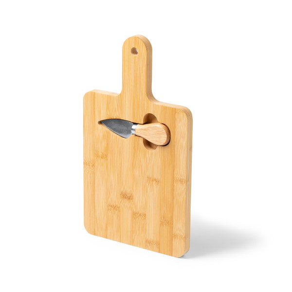 Tabla de quesos personalizada de bambú con cuchillo de acero inoxidable