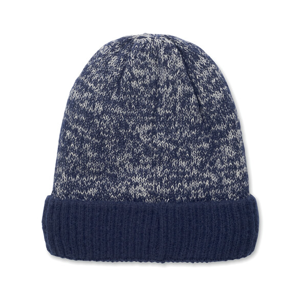 Bonnet tricoté avec revers Puntos - Bleu