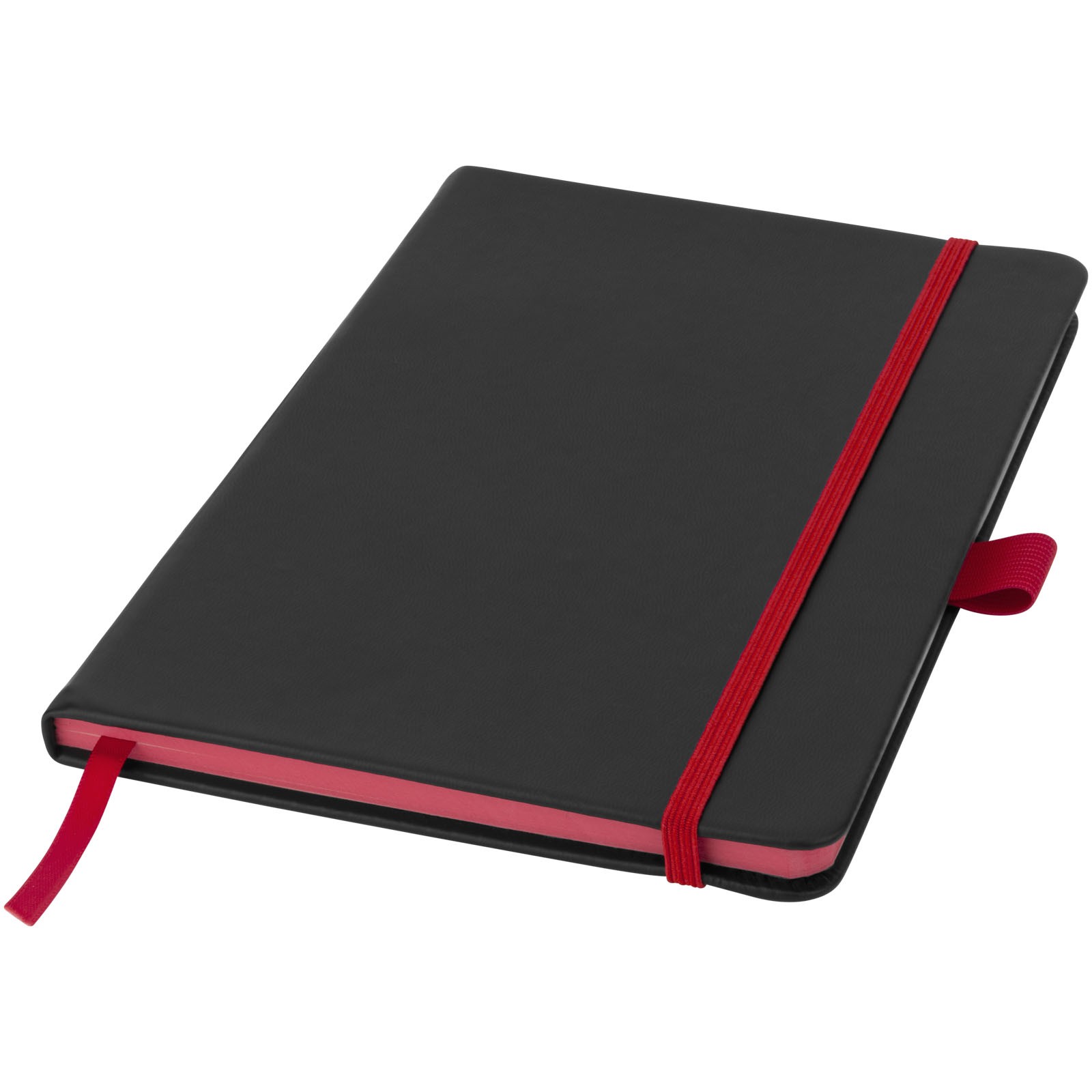 Colour-edge A5 hard cover notebook - Solid Black / Red