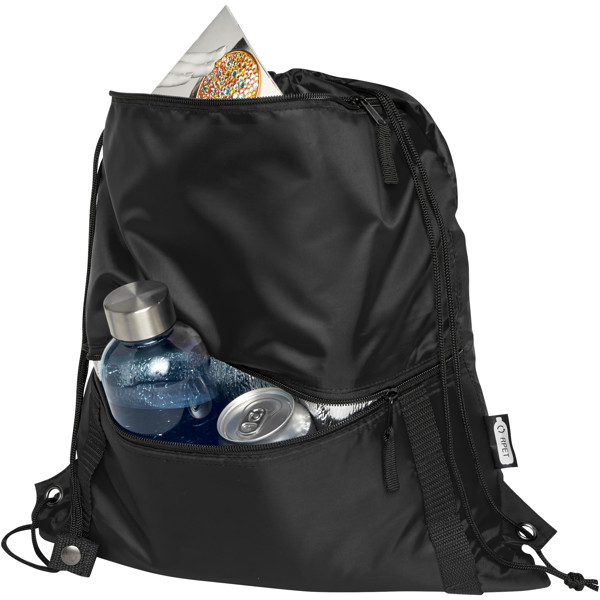 Sac isotherme 9 L recyclé avec cordon de serrage Adventure - Noir