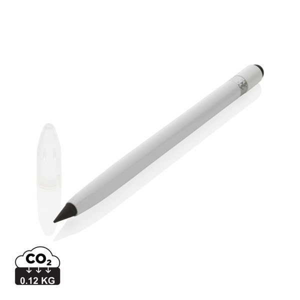 Aluminum inkless pen with eraser - White
