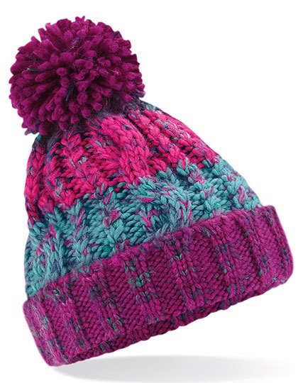 Junior Corkscrew Pom Pom Beanie - Winter Berries / One Size