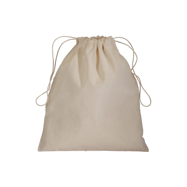 135G / M2 Natural Cotton Gift Bag With Mesh And Drawstring Closure, 25X30 Cm