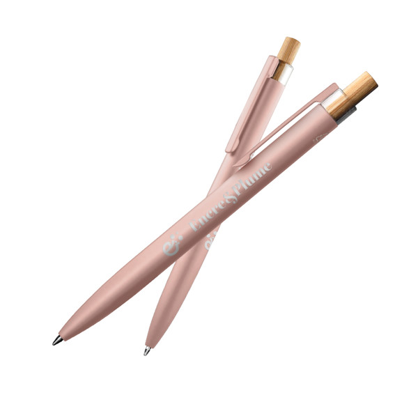 STYLO BILLE ECRITURE BLEUE EN ALU RECYCLE - Gris