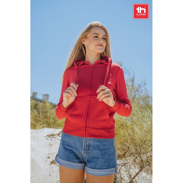 THC AMSTERDAM WOMEN. Sweat-shirt pour femme en coton et polyester - Rouge / L