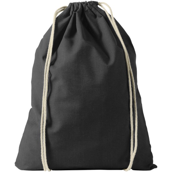 Oregon 100 g/m² cotton drawstring backpack - Solid Black