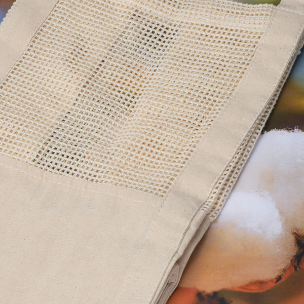 Cotton bag with crocheted part BENEDIKT - White