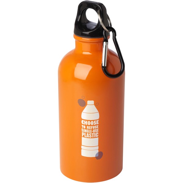 Borraccia da 400 ml in acciaio inossidabile certificato RCS a parete singola con moschettone Oregon - Arancione