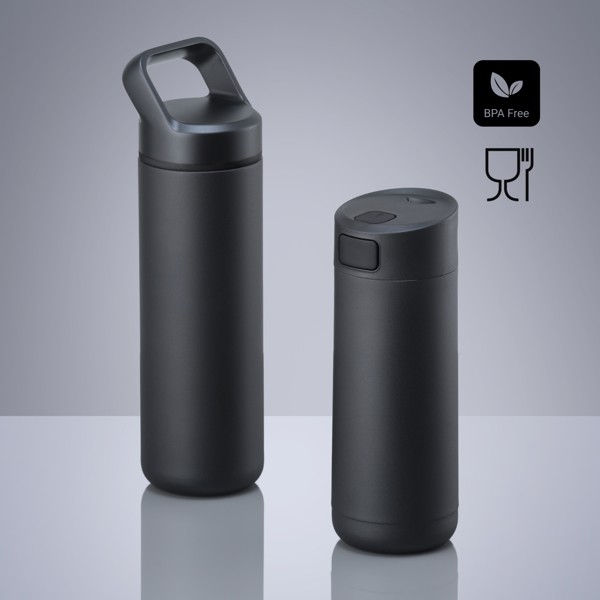 Expedition Set: Kávový Hrnček 450 ml A Oceľová Fľaša Na Vodu 650 ml - Čierna