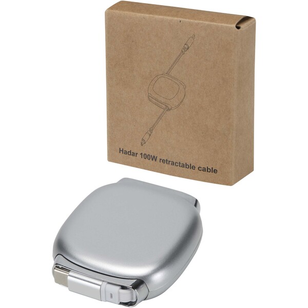 Alphard 100W recycled plastic retractable CarPlay PD fast charging cable - Silver