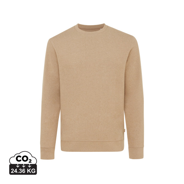 Pull à col rond en coton recyclé non teinté Iqoniq Denali - Heather Brown / L