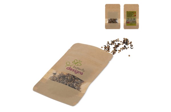 Frøposer bi &amp; sommerfugleblomster 4 gram - Brun