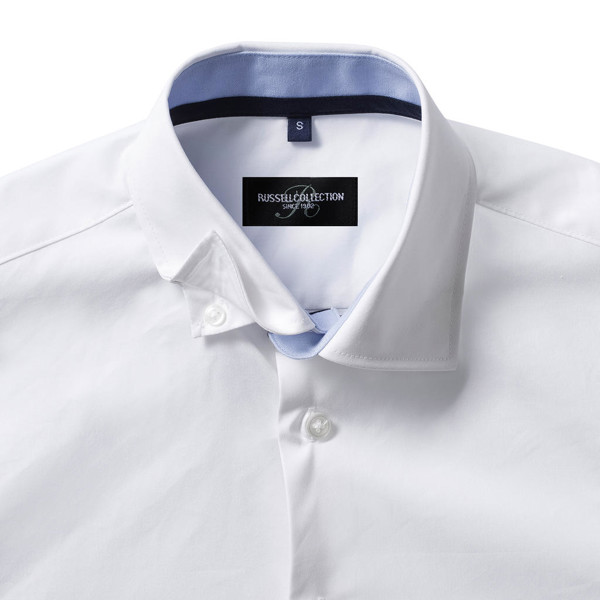 Men'sLS Tailored Contrast Ultimate Stretch Shirt - White / Oxford Blue / Bright Navy / 4XL