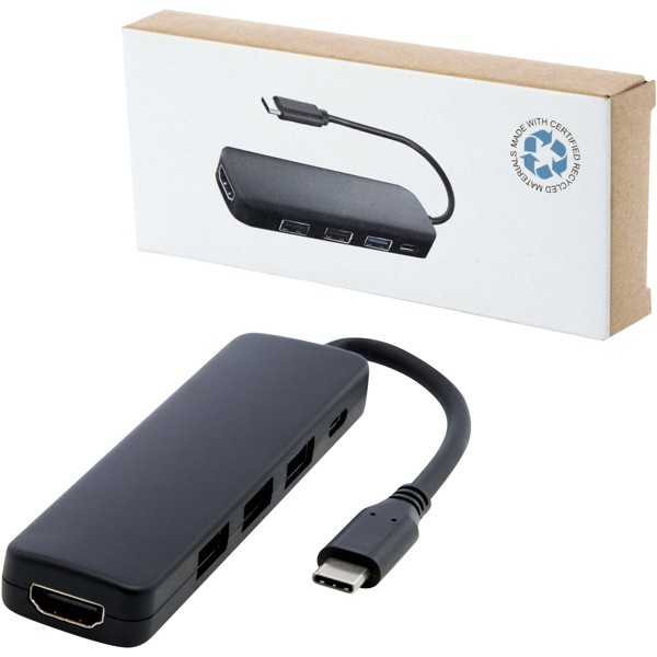 Adaptateur multimédia en plastique recyclé Loop RCS USB 2.0-3.0 avec port HDMI