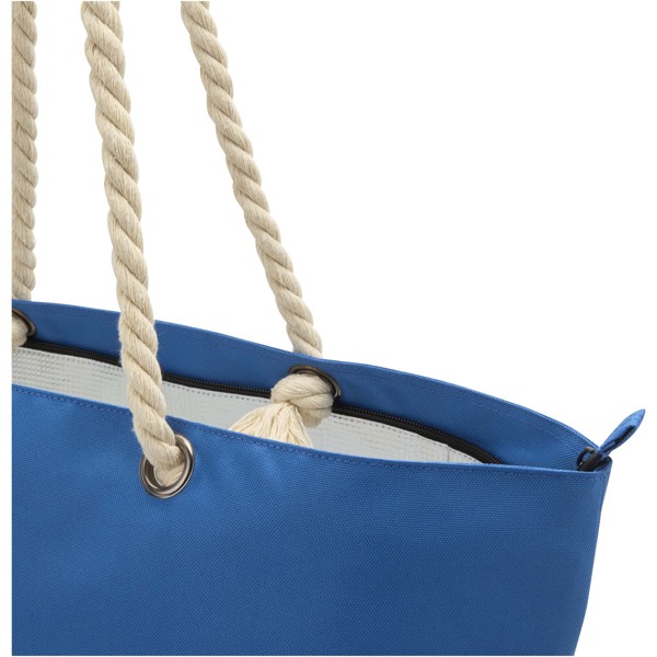 Tote bag termica da spiaggia in materiale riciclato certificato GRS con manici in corda Panama - 23L - Blu royal