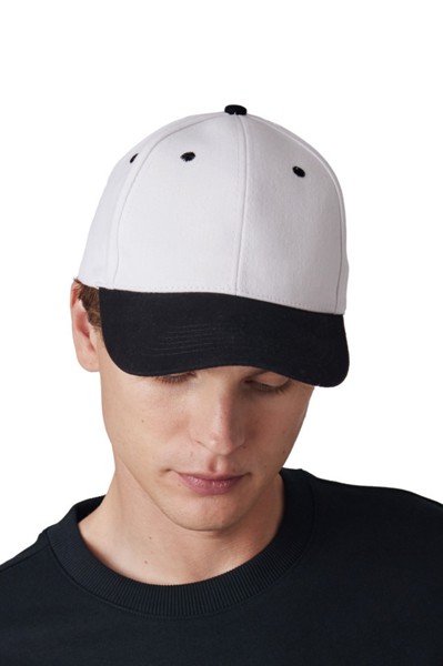 6 Panels Cotton Cap - White / Black