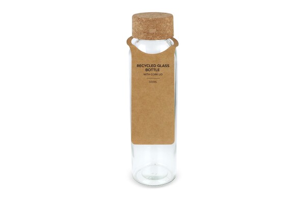 Bouteille en verre recyclé avec bouchon en liège 500ml
