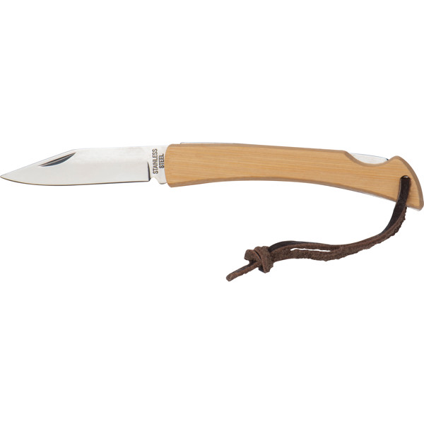 Pocket knife with bamboo bowls and hanging loop ERNA - Beige