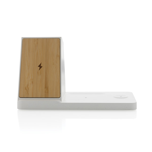 Ontario recycled plastic & bamboo 3-in-1 wireless charger