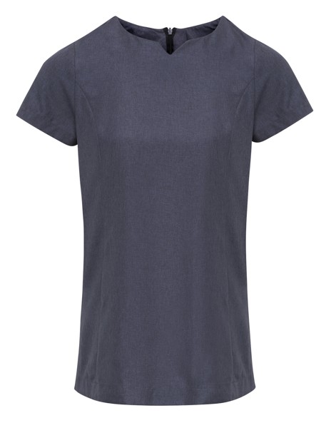 Tunika s izrezom od lana 'Viola' - Siva Heather / 2XL