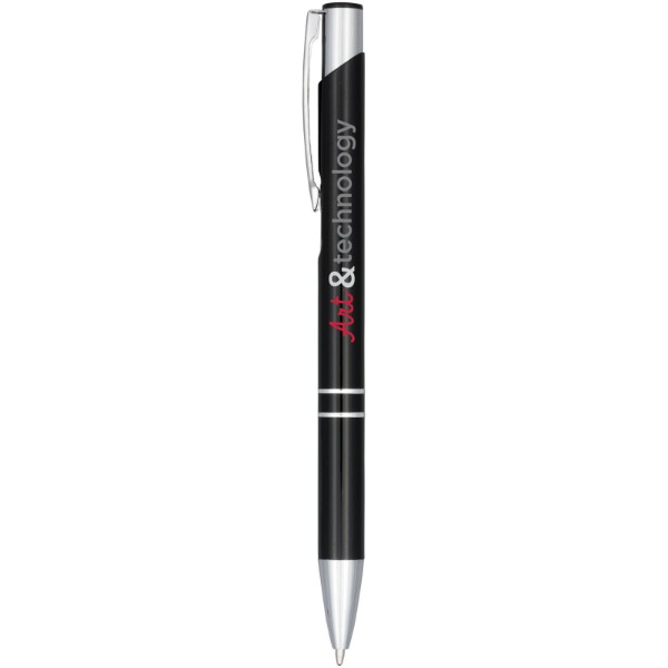 Moneta anodized aluminium click ballpoint pen (blue ink) - Solid Black