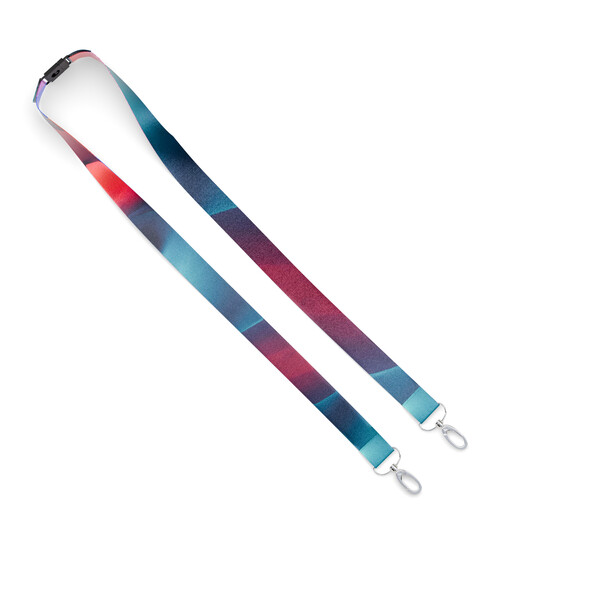 Recycled polyester (rPET) sublimation lanyard with 2 clips - 10mm width / Oval hook / Safety breakaway