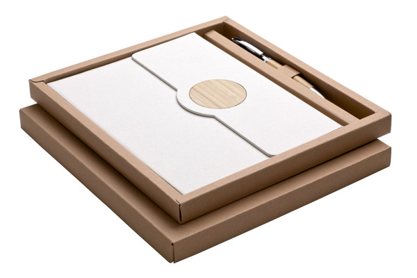 Eco notebook set A5,recycled cardboard,bamboo pen