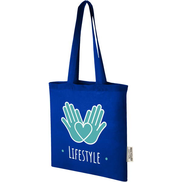 Sac shopping Madras en coton certifié GRS de 140 g/m2 de 7 L - Bleu royal