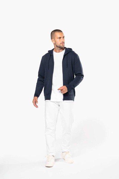Men's Eco-Friendly Hooded Sweatshirt With Zip Fastening - Black / S