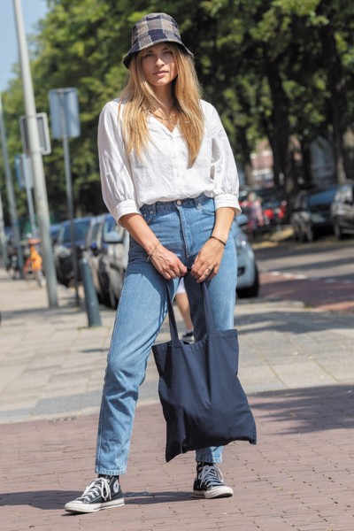Sac tote bag en coton recyclé 145 gr Impact AWARE™ - Bleu Marine