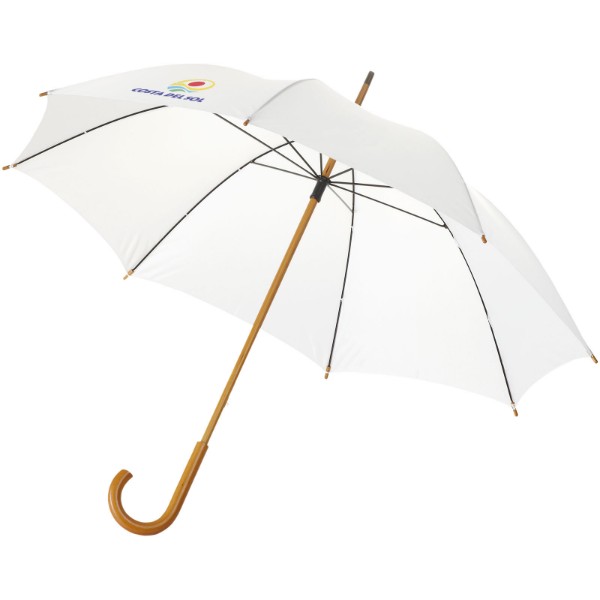 Jova 23" Regenschirm mit Holzstange und -griff - Weiss