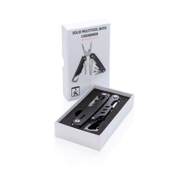 Solid Multitool mit Karabiner - Schwarz