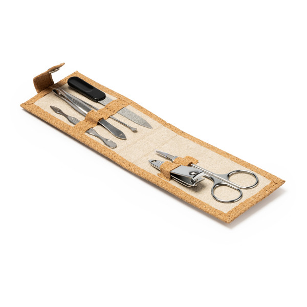 Personalised manicure set with cork case and stainless steel tools